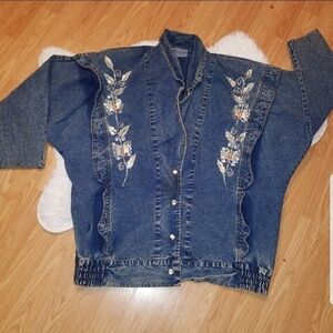 Vintage Denim Jean Jacket Acid Wash Embellished Retro Streetwear Funky Unique